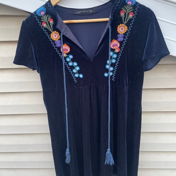 Velvet Blue Embroidered Top - Picture 1 of 5